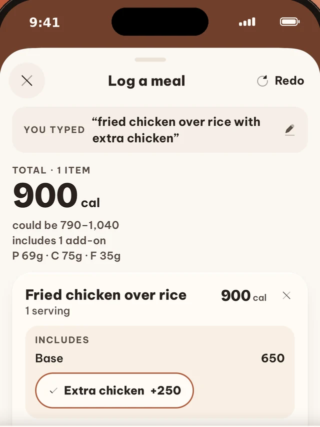 Phần gà thêm nằm một dòng riêng, tắt đi được.